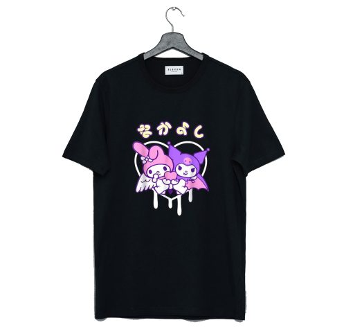 Valentines My Melody Kuromi Drip Heart T Shirt (Oztmu)