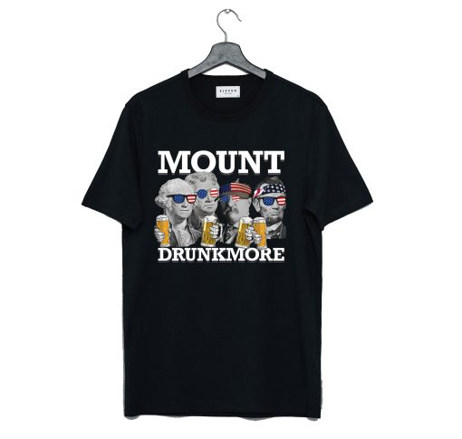 USA President 4th of July Mount Drunkmore Mount Rushmore T-Shirt (Oztmu)