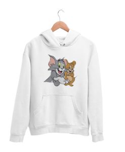 Tom Jerry Cartoon Printed Summer White Hoodie AA