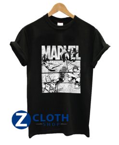 marvel avengers retro black and white comic graphic t shirt AA