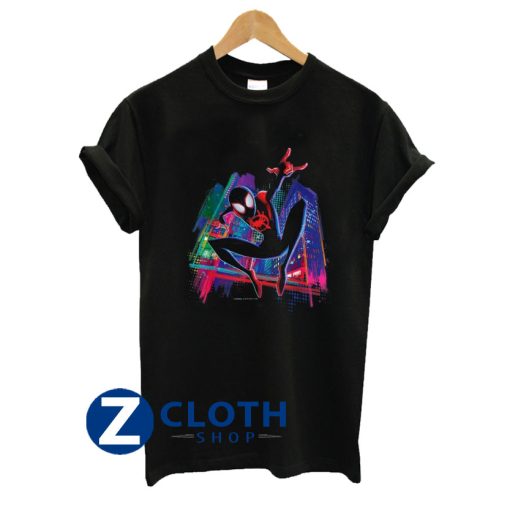 marvel spider man miles morales graffiti city t shirt AA