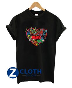 marvel valentine’s day group shot heart mashup t shirt AA