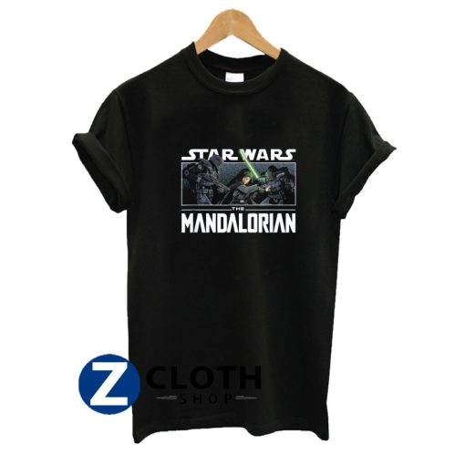 star wars the mandalorian luke skywalker vs dark troopers t shirt AA