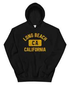 Long Beach Ca California Gym Style Distressed Amber Hoodie