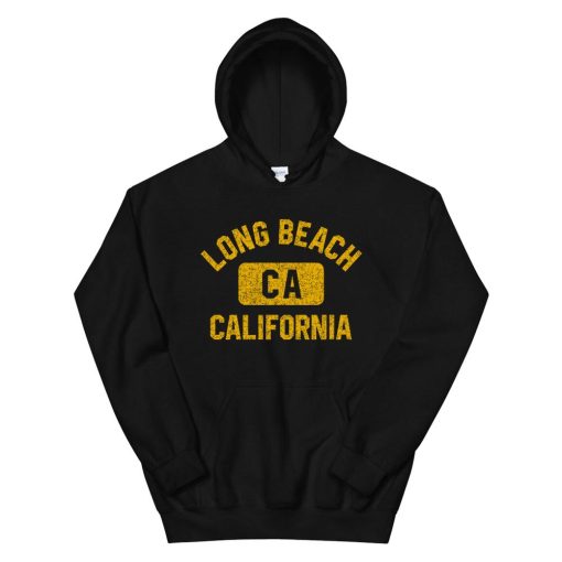 Long Beach Ca California Gym Style Distressed Amber Hoodie