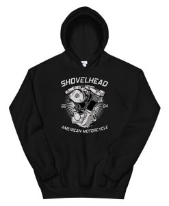 Shovelhead Engine Drawing Biker Hoodie