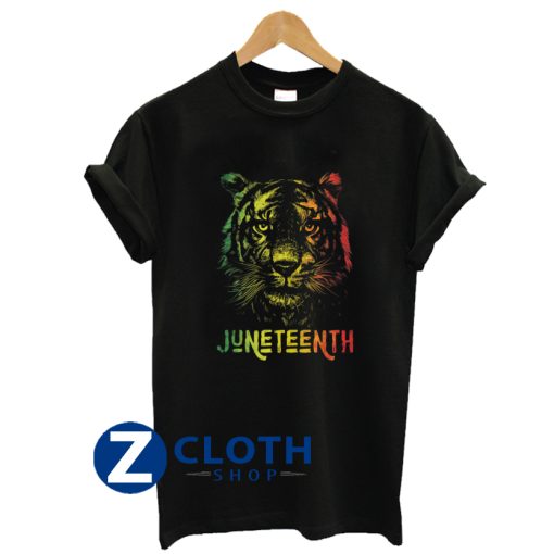 Tiger Juneteenth Cool Black History African America Flag Tee T-Shirt AA