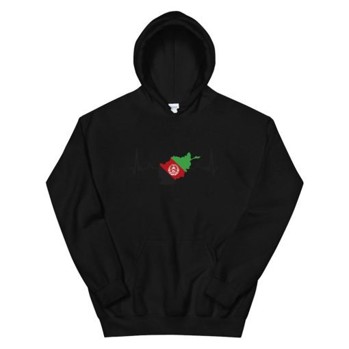 Afghan Flag Country Map Outline Heartbeat Afghanistan Hoodie AA