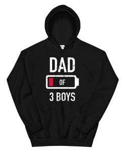 Dad Of Three Boys Low Battery Gift For Fathers Day Hoodie AA