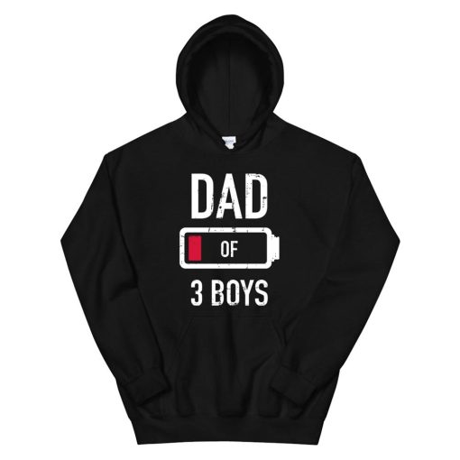 Dad Of Three Boys Low Battery Gift For Fathers Day Hoodie AA