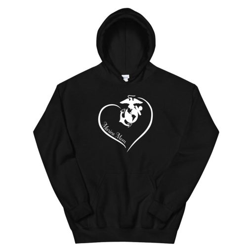 Marine Mom Curve Heart Hoodie AP