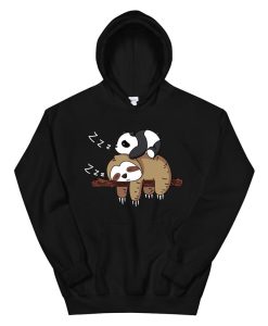 Cute Panda Sleeping On Sloth Design Sloth Hoodie AA