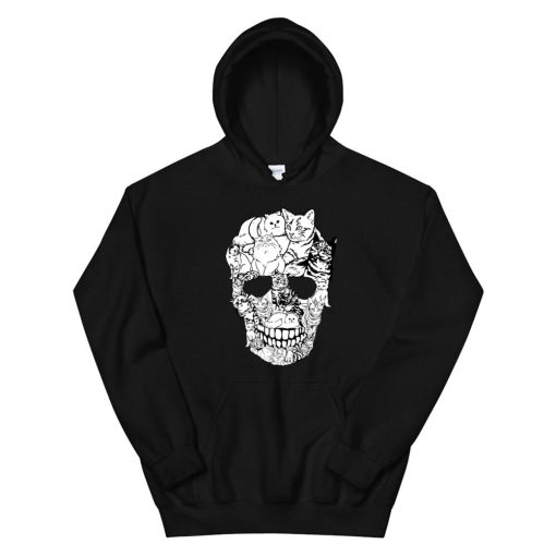 Cat Skull Hoodie Sweatshirt Scary Halloween Skeleton Cat Hoodie AA