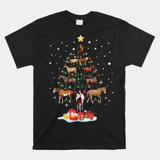 Horse Tree Christmas Horses Xmas Shirt