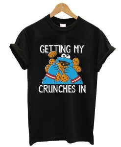 Cookie Monster Getting My Crunches In Sesame Street T-Shirt AA
