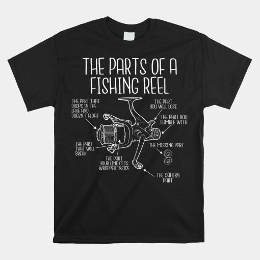 The Parts Of A Fishing Reel Funny Fishing Fisherman Humor Shirt